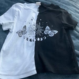 White and black split moon